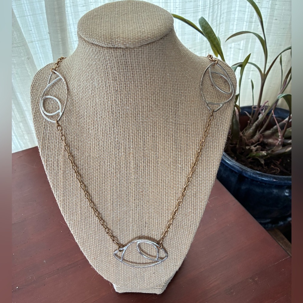 BOGO Mixed Metal Abstract Link Necklace - Silver & Gold